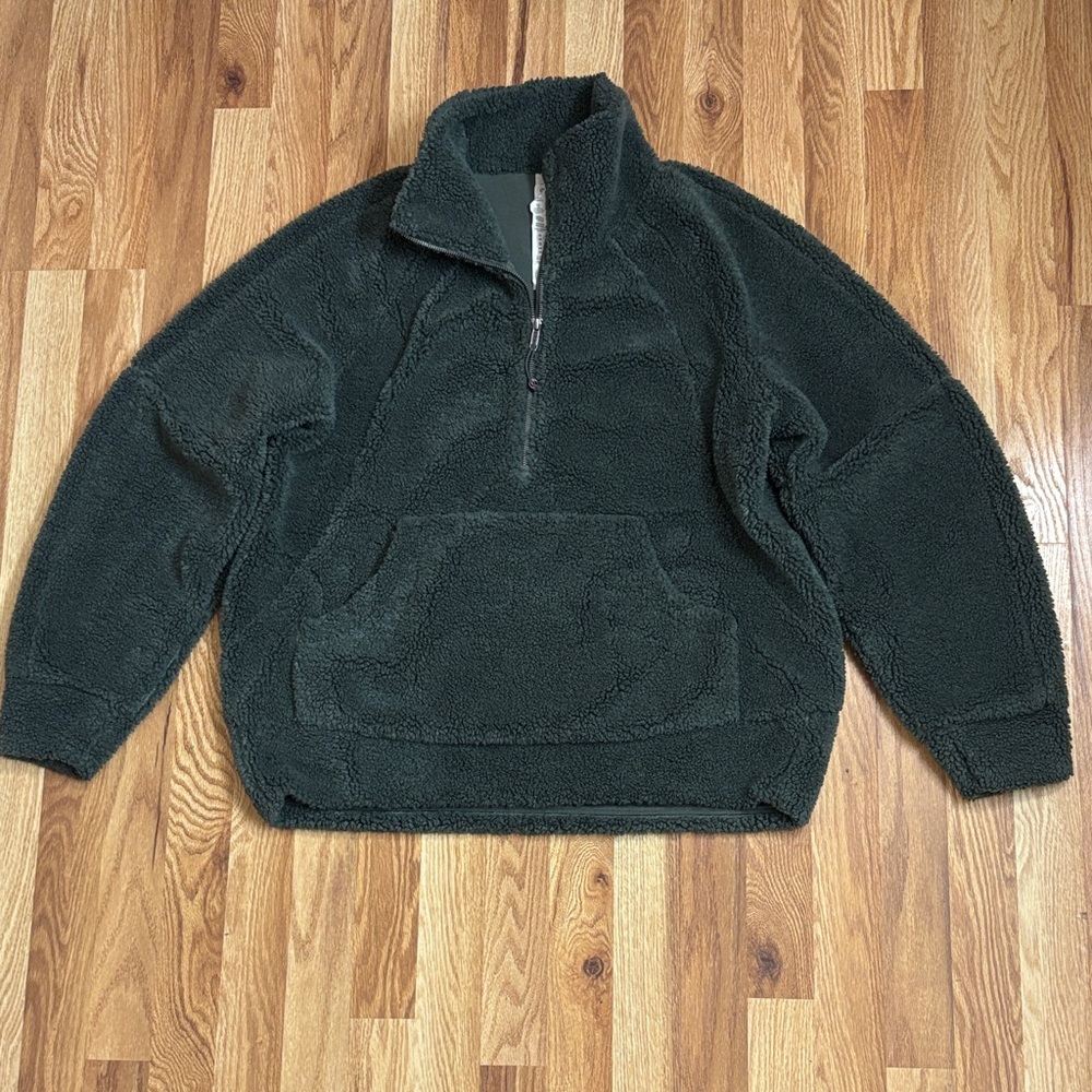 LULULEMON Scuba Oversized Fleece Funnel-Neck Half-Zip Smoked Spruce Sherpa M/L